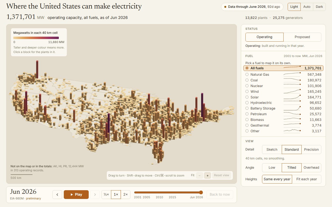 Screenshot of U.S. Power Generation